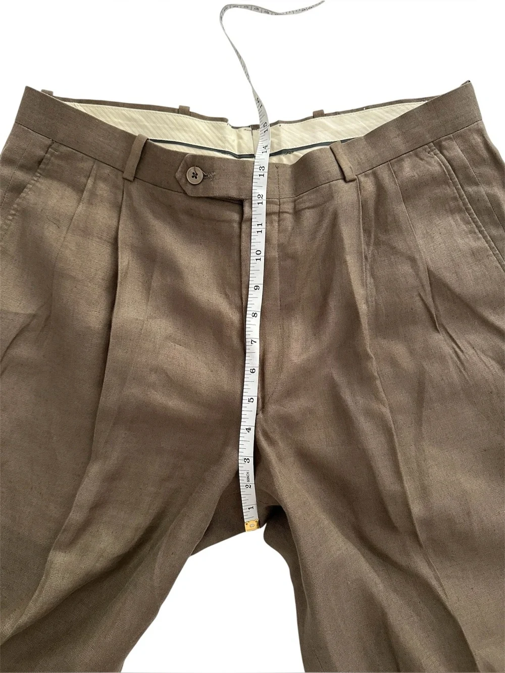 Vintage 100% Linen Pleated Trousers  High Rise/Cuffed Pants/33